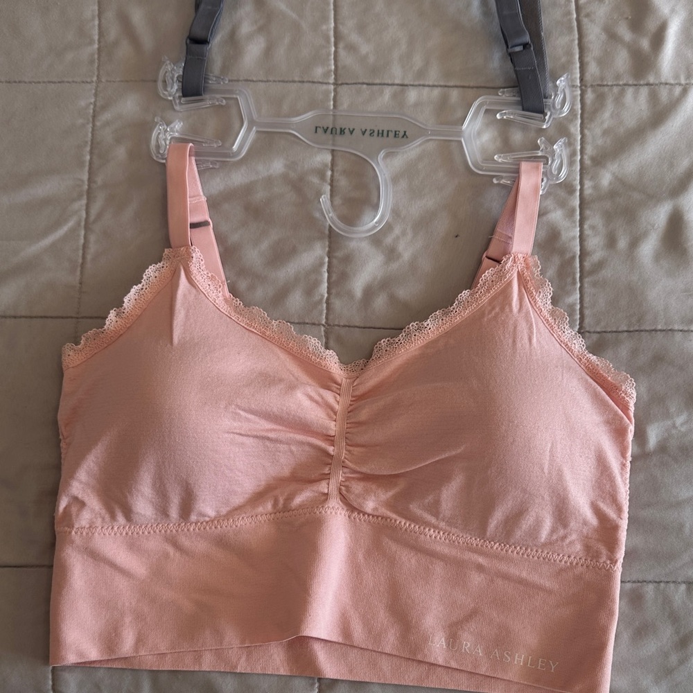 Laura Ashley Gray and Pink Lace Bralette Duo - 1X - NWT - Picture 4 of 5
